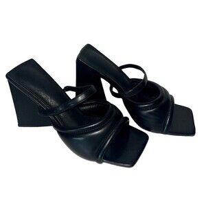 Black Chunky Geometric Block High Heels Mules Size 7 Nasty Gal